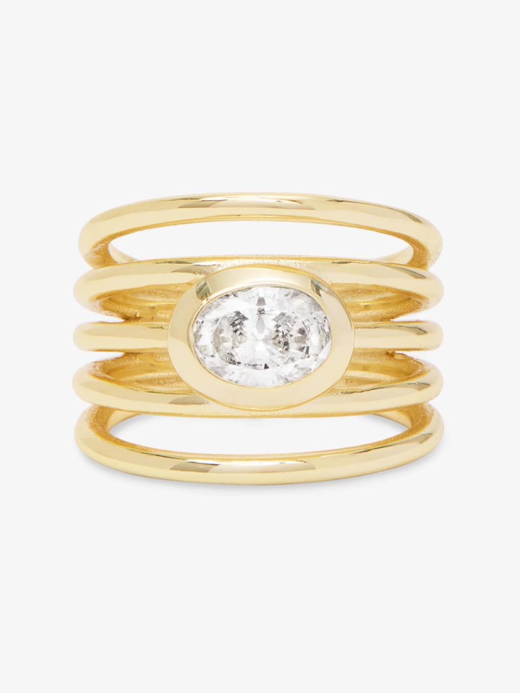 Melinda Maria Gold Multi-Row Ring With Oval Simulated Diamond